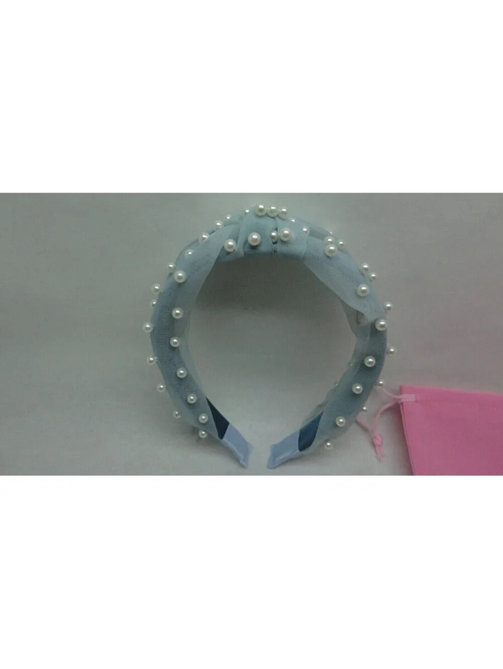 Lot of 3 Faux Pearl Jeweled Headband w/Pouch black pink blue by 8 Other Reasons
